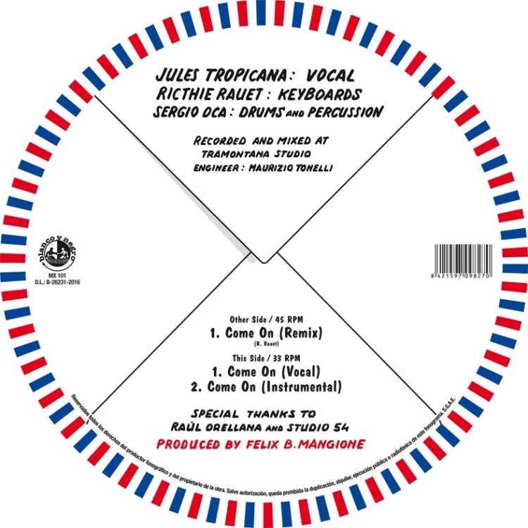 JULES TROPICANA - COME ON (Picture Disc) VINYL