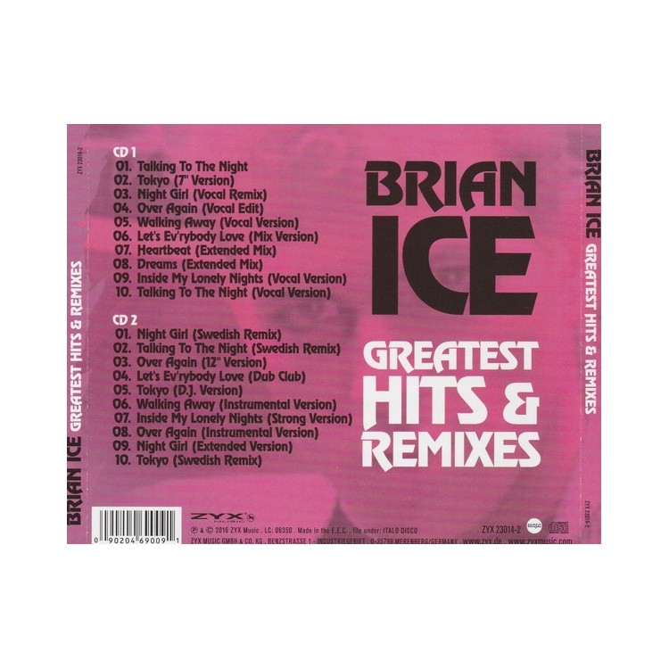 BRIAN ICE - GREATEST HITS & REMIXES - CD