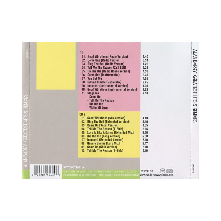 ALAN BARRY - GREATEST HITS & REMIXES - CD