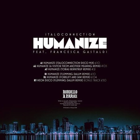 ITALOCONNECTION FEAT. FRANCESCA GASTALDI - HUMANIZE - VINYL ITALOCONNECTION FEAT. FRANCESCA GASTALDI - HUMANIZE - VINYL