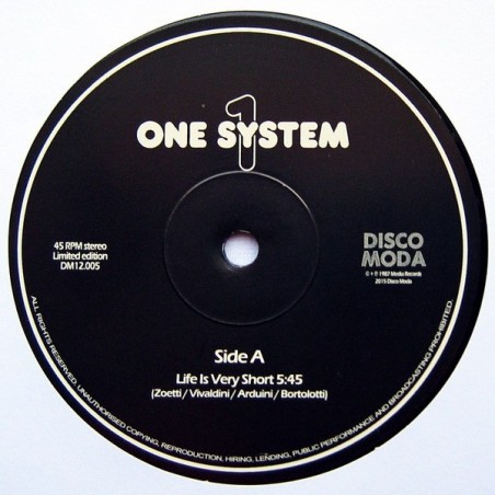 ONE SYSTEM - LIFE IS VERY SHORT (VINYL) ONE SYSTEM - LIFE IS VERY SHORT (VINYL)