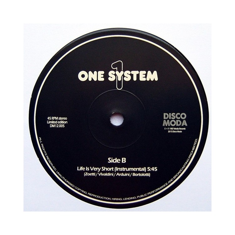 ONE SYSTEM - LIFE IS VERY SHORT (VINYL)
