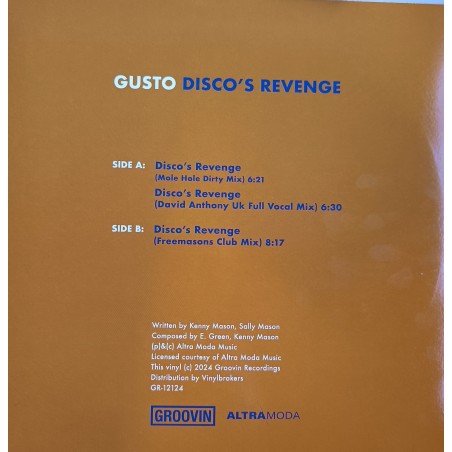 GUSTO - DISCO'S REVENGE (BLUE VINYL) GUSTO - DISCO'S REVENGE (BLUE VINYL)